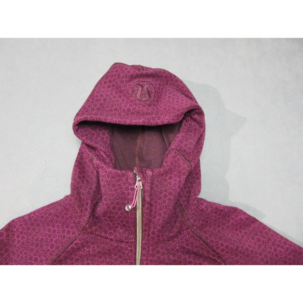 Lululemon Scuba Hoodie Womens 8 Purple Excellent Star Pixel Geometric III Zip - Picture 3 of 12